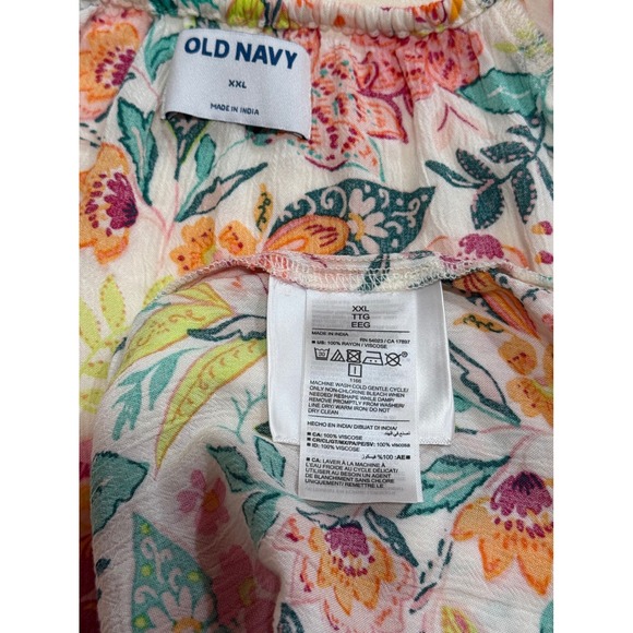 Old‎ Navy Women's XXL Floral Peasant Blouse 3/4 Sleeve V Neck Babydoll  Boho - Picture 7 of 8